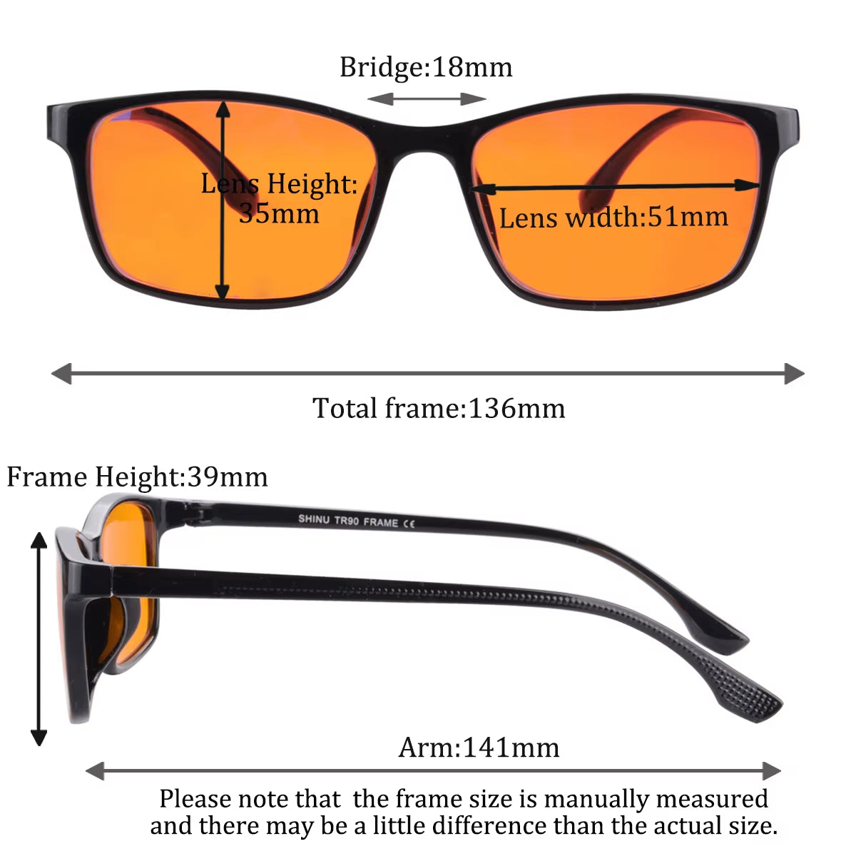 SHINU anti Blue Light Lense Computer Glasses for Men TR90 Orange Blue Light Blocking Glasses 2024 Blue Light Protection Glasses